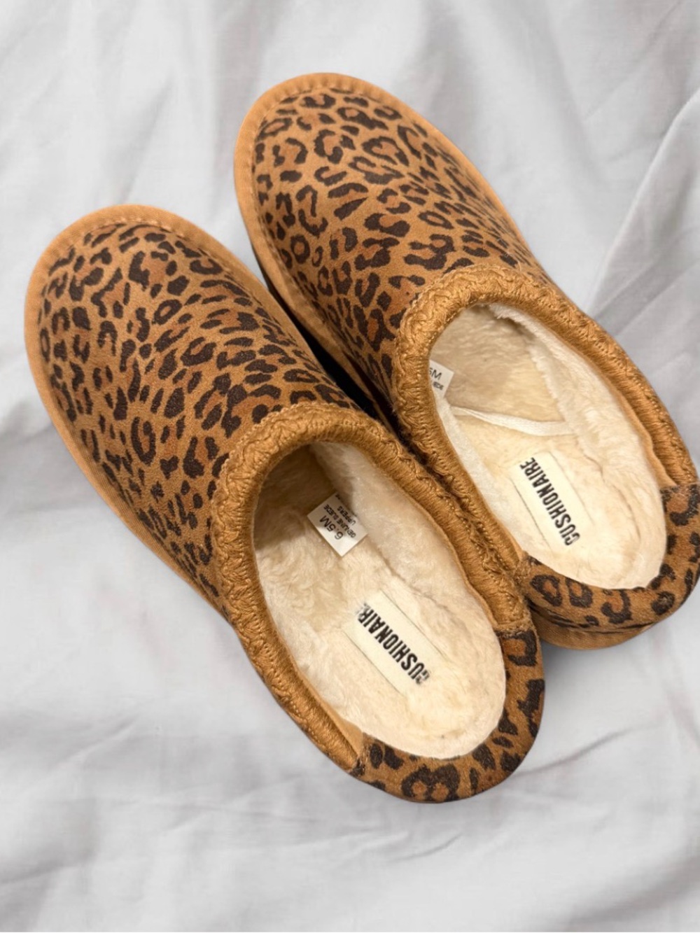Leopard Print Faux-Suede Slip-On Women's Slippers - Brown
